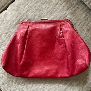 Big Hobo International red leather shoulder bag with gold and red leather strap